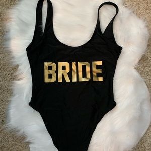 Black BRIDE one piece bathing suit